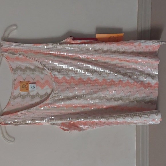Ruby Rd. Dunemul Sequin Zig Zag Striped Dressy Tank Top Sz M - Picture 13 of 17